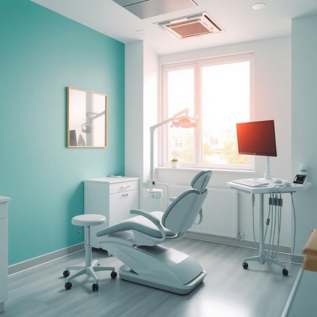 Calm, modern dental treatment room ready for emergency appointments